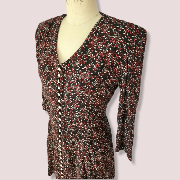 90s Vintage- Floral Mini Dress- Medium - Picture 2 of 5